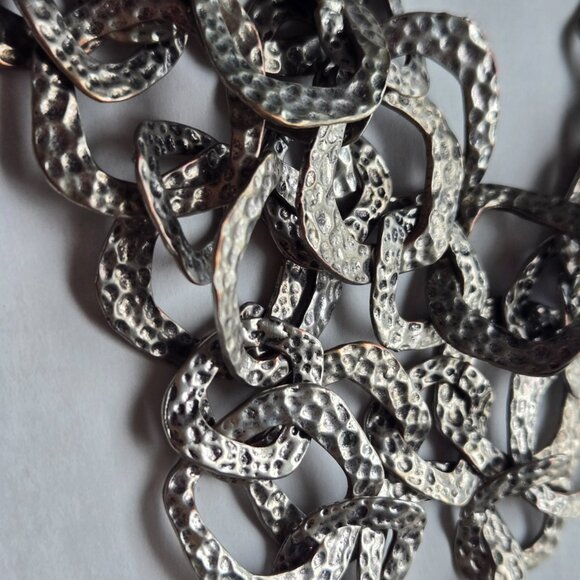 Runway Multi Strand Hammered Silver Link Necklace signed LDG - Picture 6 of 6
